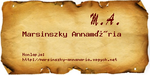 Marsinszky Annamária névjegykártya